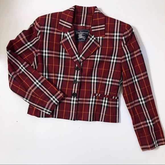 SOLD! Burberry Vintage 1980s Red Plaid Blazer - Picture 2 of 7